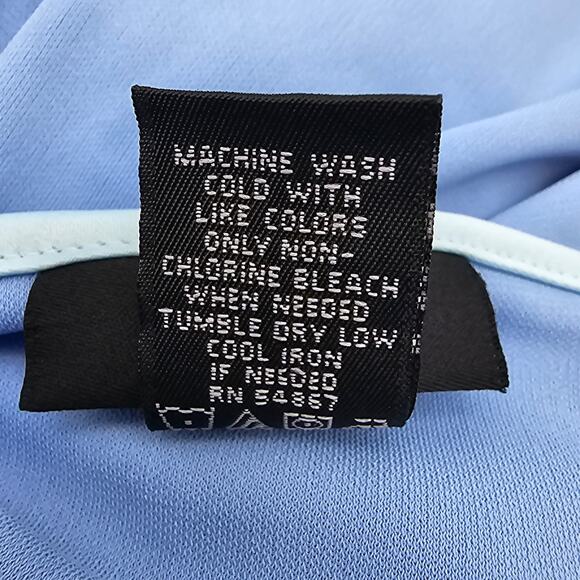 VTG Express Womans size 1/2 Sleeveless Ruffle Hem Midi Sheath Dress Blue Y2K - Picture 7 of 8